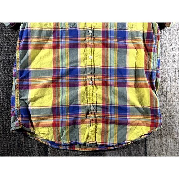 Denim & Supply Ralph Lauren Short Sleeve Shirt Mens Large Yellow Plaid Preppy - Picture 4 of 6